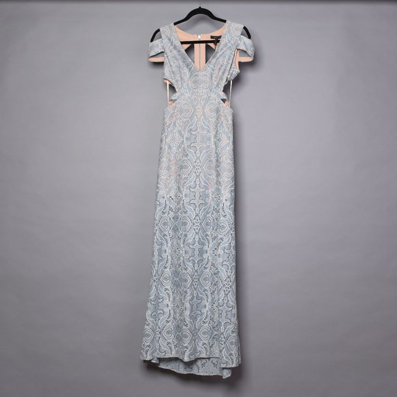 BCBGMAXAZRIA Ava Cut Out Gown Blue Frost Size 2 - Picture 2 of 9